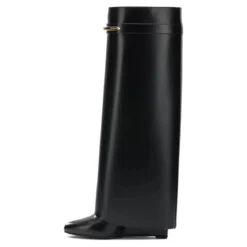 Givenchy Pointed Toe Calf Leather Ankle Boots With Metallic Black Stiefel