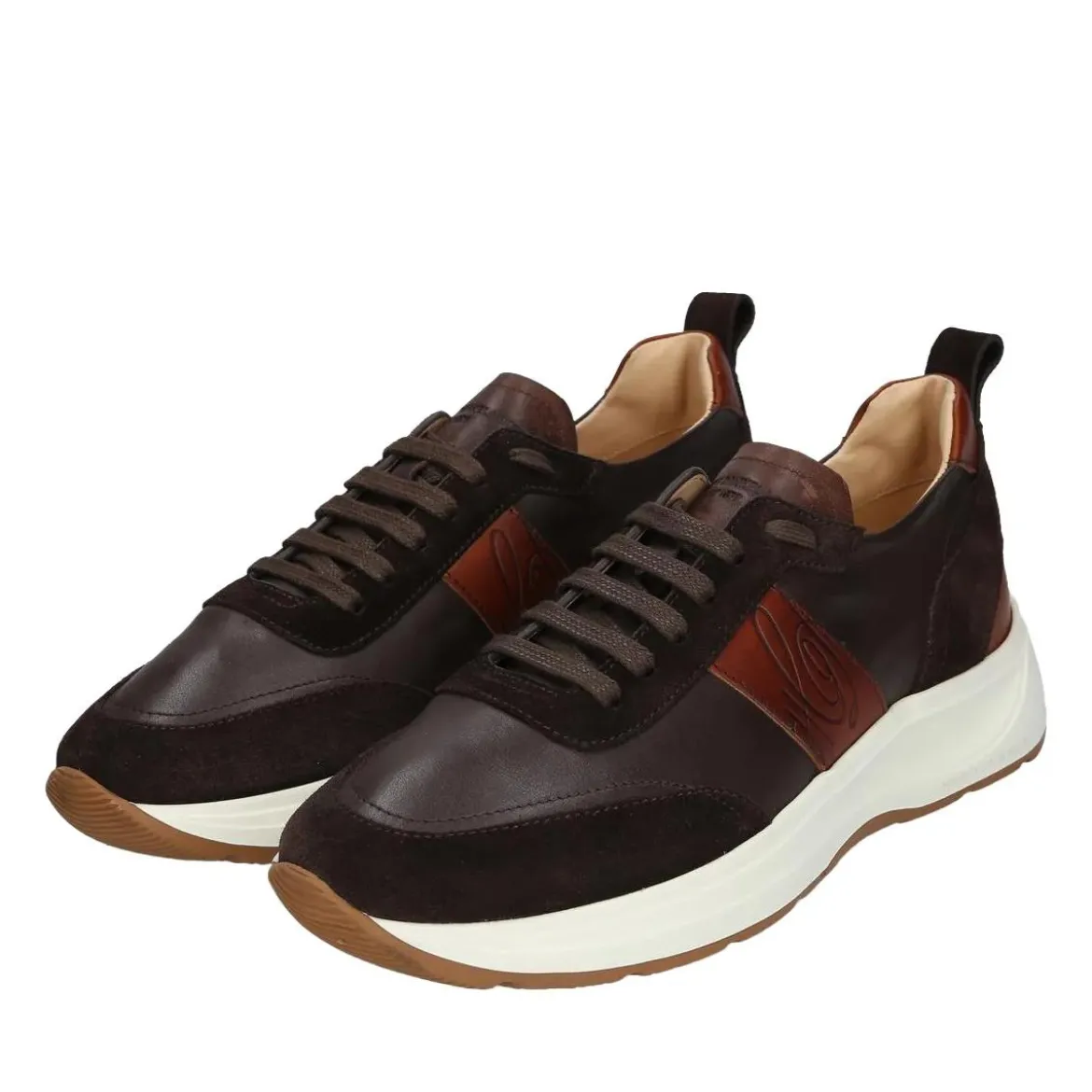 Heinrich Dinkelacker Der Toronto Sneaker CL in Weiß mit Bordeaux-Akzent dunkel-braun Low-Top-Sneaker