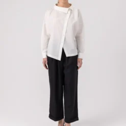 Helene Galwas Lockere Bluse mit Stehkragen JACKIE weiss Bluse