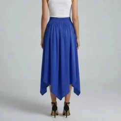 Helene Galwas Rock aus Seidensatin ILKARE blau Midirock