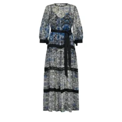 Helene Galwas Seidenkleid BENITA SEIDE blau Maxikleid