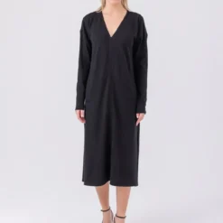 Helene Galwas Wollkleid CHLOÉRE schwarz Midikleid