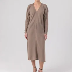 Helene Galwas Wollkleid CHLOÉRE mittel-braun Midikleid