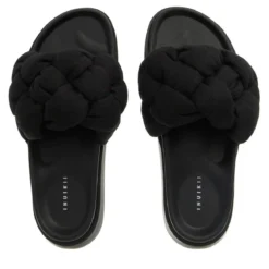 INUIKII Oversized Lino Braid Black Slides