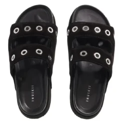 INUIKII Suede Studs Black Slides