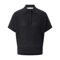 Iris von Arnim Kurzarmpullover Paloma aus Kaschmir-Mix Schwarz Poloshirt