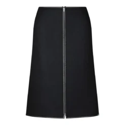 Jil Sander Midirock aus Wolle Schwarz Midirock
