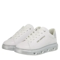Karl Lagerfeld Kapri Kite Lo Lace Lthr White Lthr W/Silver Low-Top-Sneaker