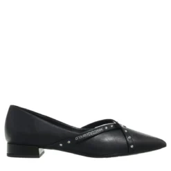 Karl Lagerfeld Kerrie Krosstrap Studs Black Lthr Ballerinas