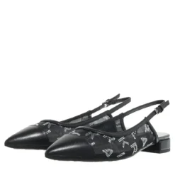 Karl Lagerfeld Kerrie Rhinestone Sling Black Mesh W/Silver Sandalen