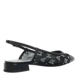 Karl Lagerfeld Kerrie Rhinestone Sling Black Mesh W/Silver Sandalen