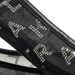 Karl Lagerfeld Kerrie Rhinestone Sling Black Mesh W/Silver Sandalen