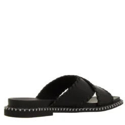 Karl Lagerfeld Kleo Whipstitch Krosstrap Black Lthr Slides