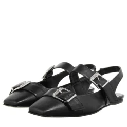 Karl Lagerfeld Konnie Double Strap Pump Black Lthr w/Silver Pumps