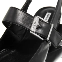 Karl Lagerfeld Konnie Double Strap Pump Black Lthr w/Silver Pumps