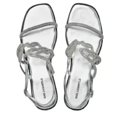Karl Lagerfeld Olympia Karl Signia Slide Heavy Glitter Silver Sandalen