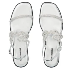 Karl Lagerfeld Olympia Karl Signia Slide Heavy Glitter Silver Sandalen