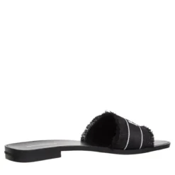 Karl Lagerfeld Skoot Ii Border Slide Black Canvas Slides