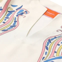 LaDoubleJ Silk Twill Kaftan With Unique Lemuria Motif White Tunika/Kaftan