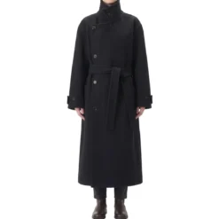 Lemaire Mantel aus Wolle schwarz Wintermantel