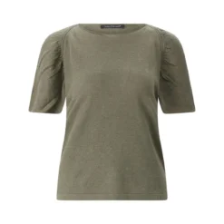 Luisa Cerano Kurzarmpullover aus Leinen grün Pullover