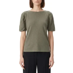 Luisa Cerano Kurzarmpullover aus Leinen grün Pullover