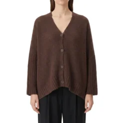 Luisa Cerano Strickjacke aus Alpaka & Wolle braun Strickjacke
