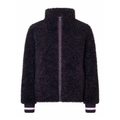 Marc Aurel Der Blouson mit Streifen-Strick aus curly Faux Fur lila Blouson