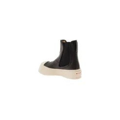 Marni Black Chelsea Boots With Logo Patch In Leather Black Stiefel
