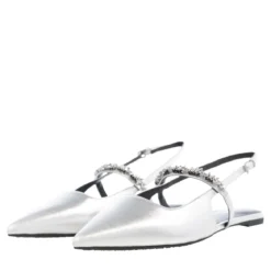 MICHAEL Michael Kors Dina Flex Sling Flat Silver Ballerinas