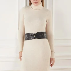 MICHAEL Michael Kors 85Mm Wide Waist With Grommets Black Taillengürtel