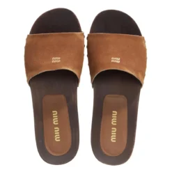 Miu Miu Suede Clog Cannella Slides