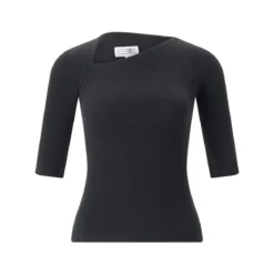 MM6 Maison Margiela T-Shirt aus Baumwolle & Schurwolle schwarz 3/4-Arm-Shirt