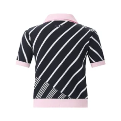 MSGM Gestricktes Poloshirt mit Streifendesign dunkelblau Poloshirt
