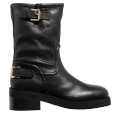 Nubikk Eve Leva Fur Black Grain Biker Boots