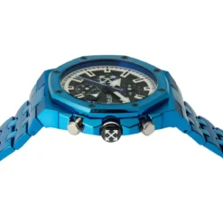 Off-White Modisch, stylisch und immer im Trend - diese runde blau Quarzuhr