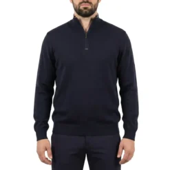Paul & Shark Troyer mit Seide & Baumwolle blau Pullover