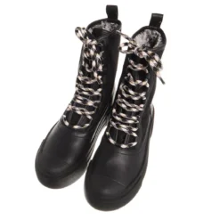 Philippe Model Paris Haute High Woman Textile Fur_Noir Noir Stiefel