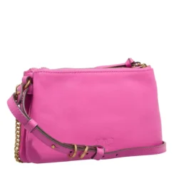 Pinko Double Mini Rosa Flogo-Antique Gold Crossbody Bag