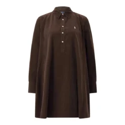 Polo Ralph Lauren Blusenkleid aus Baumwolle braun Maxikleid