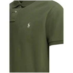 Polo Ralph Lauren Classic Green Polo Shirt With Textured Fabric AndGrey Poloshirt