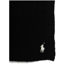 Polo Ralph Lauren Wool And Cashmere Blend Black Scarf Black Leichter Schal