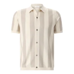 PROFUOMO Kurzarmhemd aus Baumwolle & Seide beige Hemd