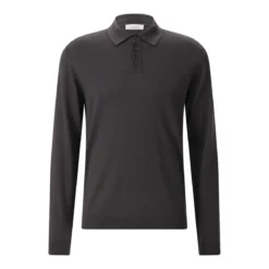 Roberto Collina Longsleeve aus Merinowolle dunkelblau Poloshirt
