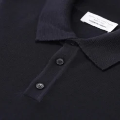 Roberto Collina Longsleeve aus Merinowolle dunkelblau Poloshirt