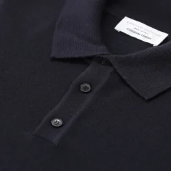 Roberto Collina Longsleeve aus Merinowolle dunkelblau Poloshirt