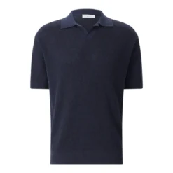 Roberto Collina Poloshirt aus Leinenmix blau Poloshirt