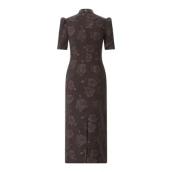 Rotate Jacquard Midikleid braun Midikleid