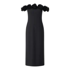 Rotate Midi Kleid aus Krepp schwarz Maxikleid