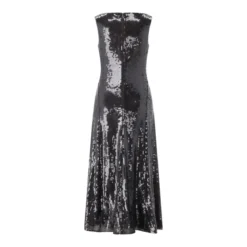 Rotate Midikleid mit Pailletten schwarz Maxikleid